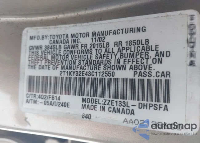 2T1KY32E43C112550: 43941632