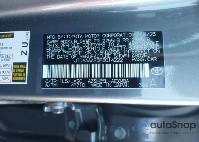 JTDAAAAF5P3014222: 43941664