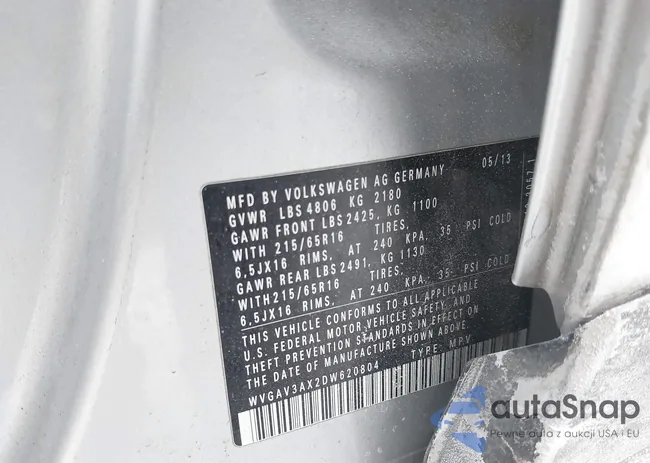 WVGAV3AX2DW620804: 43941666