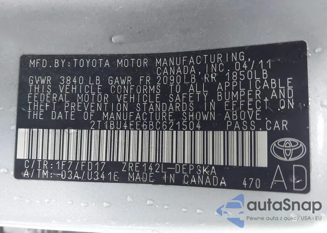 2T1BU4EE6BC621504: 43941697