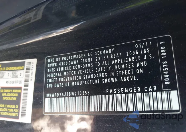 WVWFD7AJ1BW213358: 43942840