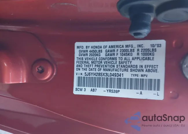 5J6YH285X3L049341: 43942874