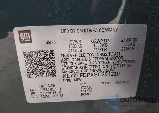 KL77LFEPXSC304210: 43943056