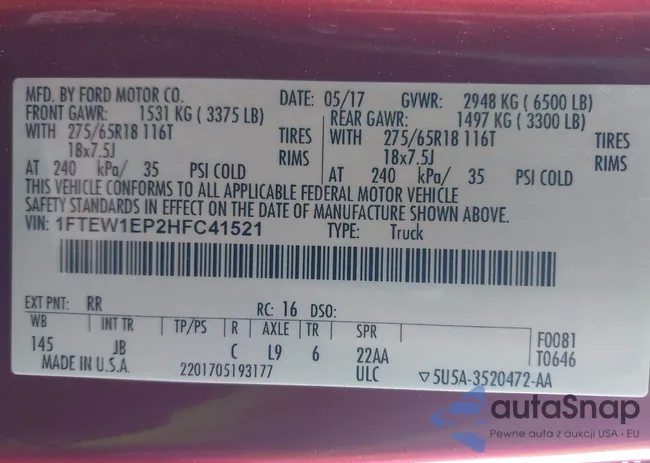 1FTEW1EP2HFC41521: 43943174