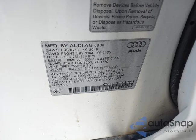 WA1AY74L39D017059: 43942394