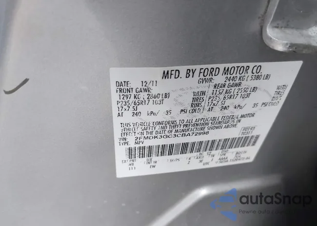 2FMDK3GC3CBA72998: 43943801