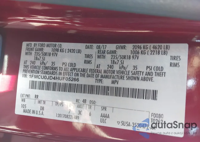 1FMCU0JD4HUF05266: 43943838