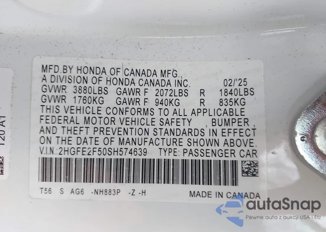 2HGFE2F50SH574639: 43943918