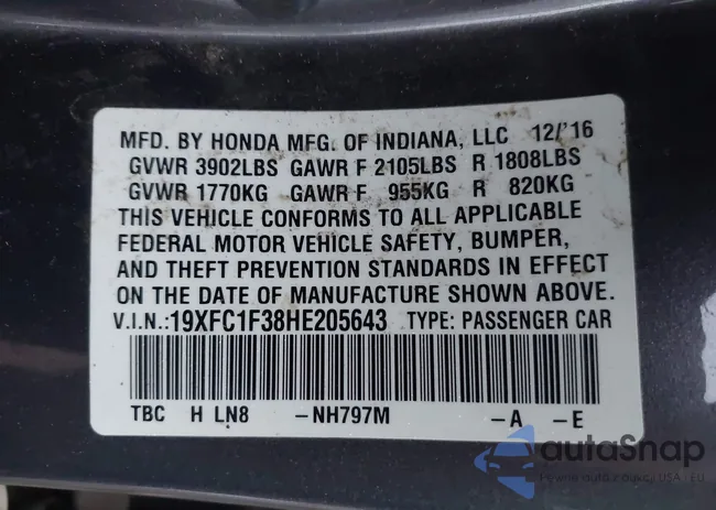 19XFC1F38HE205643: 43944074