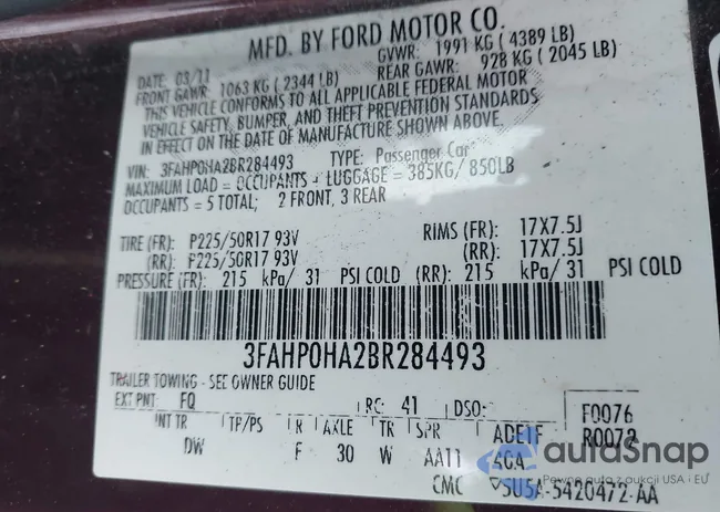 3FAHP0HA2BR284493: 43944110