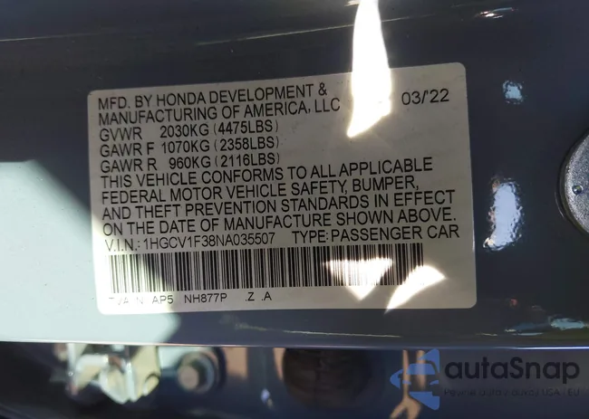 1HGCV1F38NA035507: 43944175