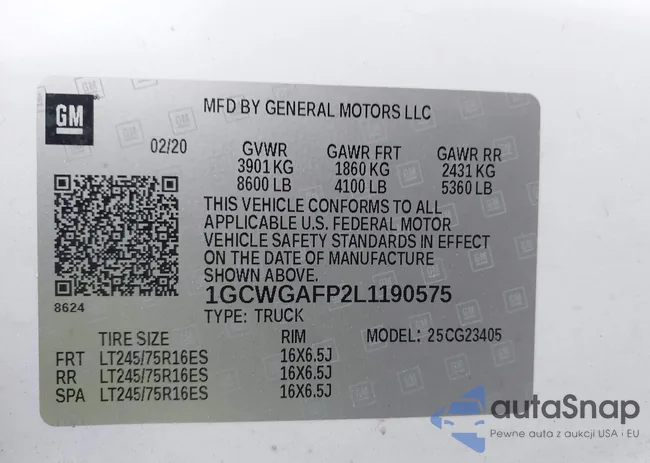 1GCWGAFP2L1190575: 43944216