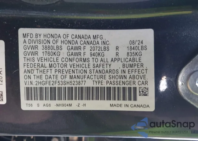 2HGFE2F53SH523877: 43944341