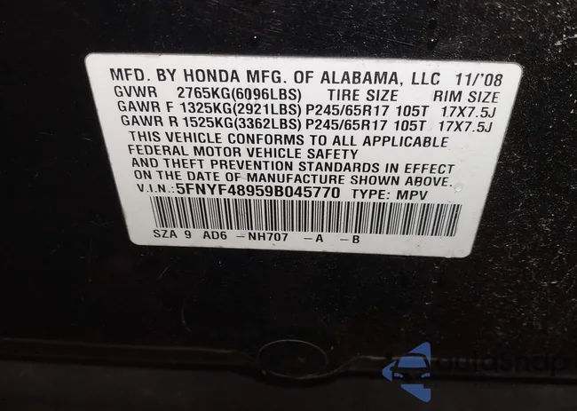 5FNYF48959B045770: 43944348