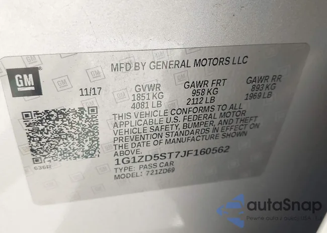 1G1ZD5ST7JF160562: 43943585