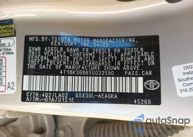 4T1BK36B65U032590: 43943724