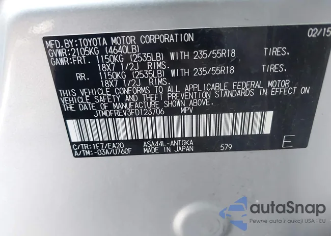 JTMDFREV3FD123706: 43943746