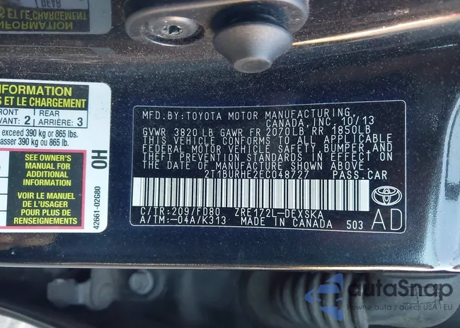 2T1BURHE2EC048727: 43944805