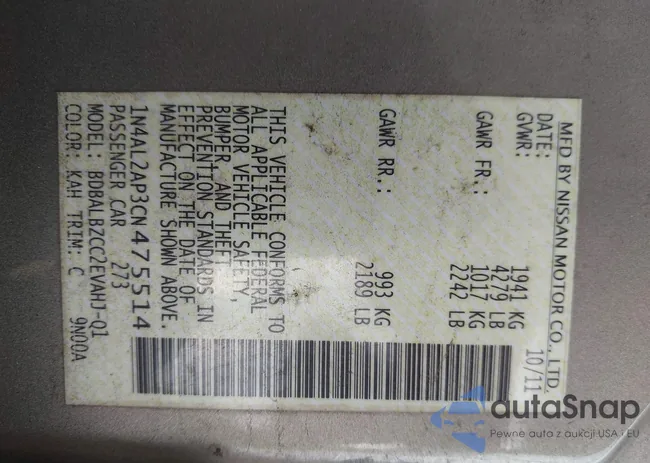 1N4AL2AP3CN475514: 43944872