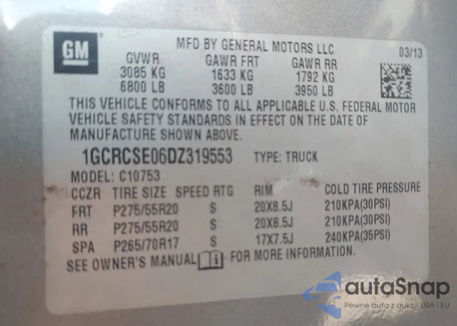 1GCRCSE06DZ319553: 43944915