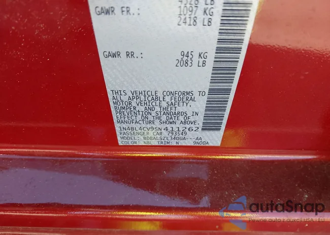 1N4BL4CV9SN411262: 43944987