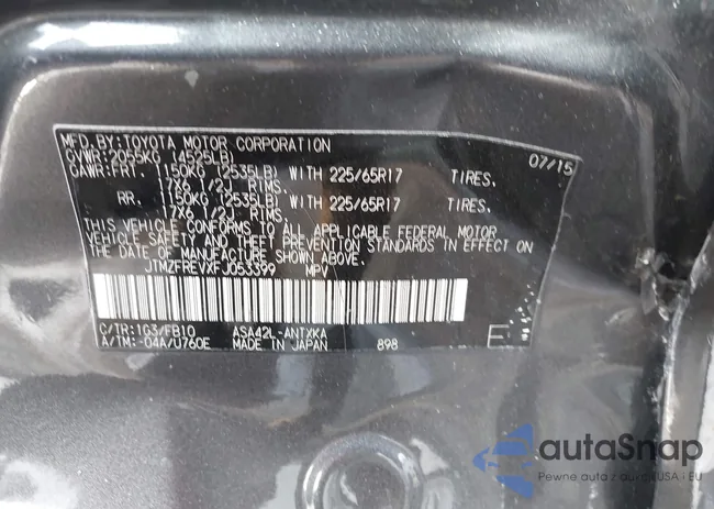 JTMZFREVXFJ053399: 43945009