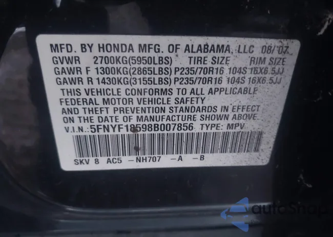 5FNYF18598B007856: 43945065