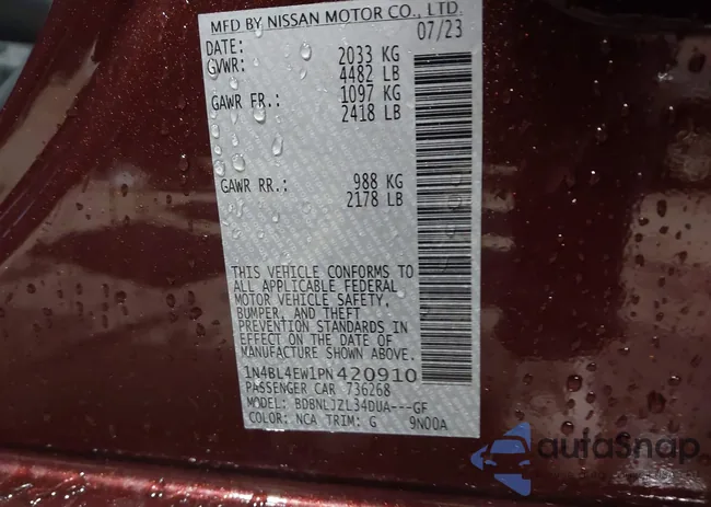 1N4BL4EW1PN420910: 43945185