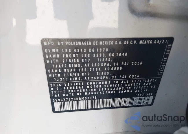 3VVCX7B28NM007378: 43945206