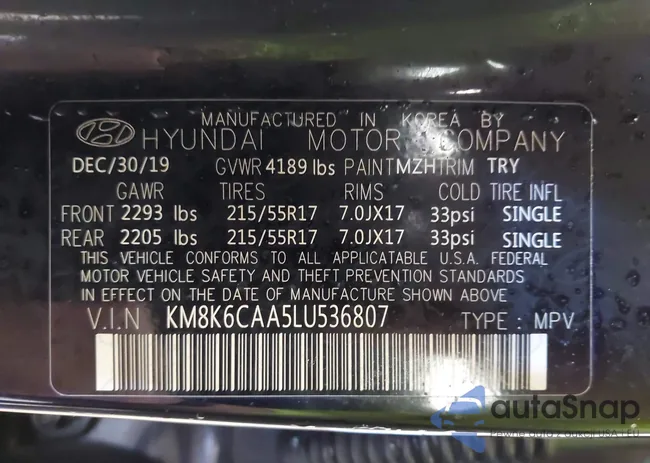 KM8K6CAA5LU536807: 43945234