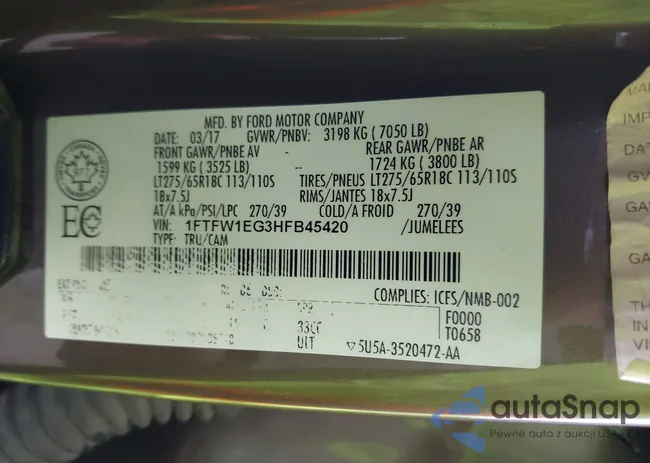 1FTFW1EG3HFB45420: 43945294