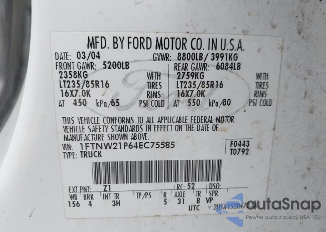 1FTNW21P64EC75585: 43945351