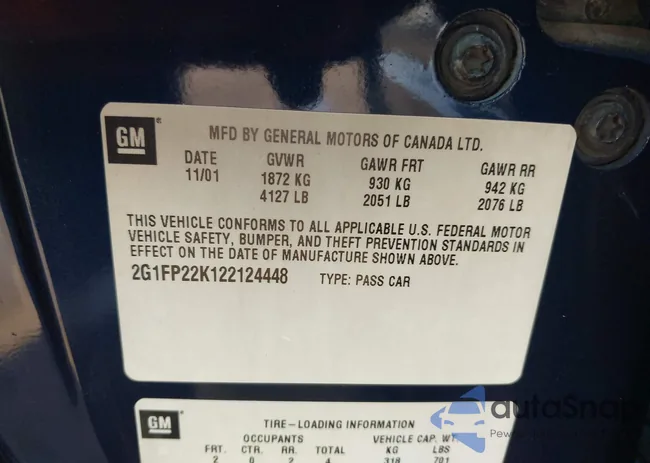 2G1FP22K122124448: 43944411