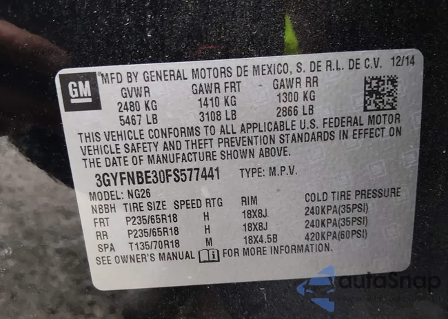 3GYFNBE30FS577441: 43944464