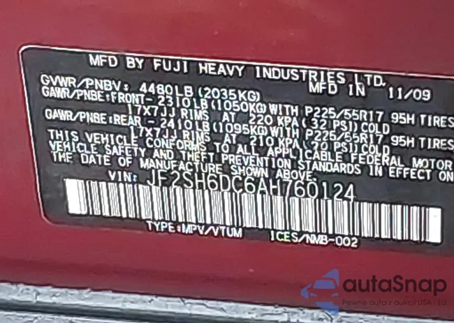 JF2SH6DC6AH760124: 43944743