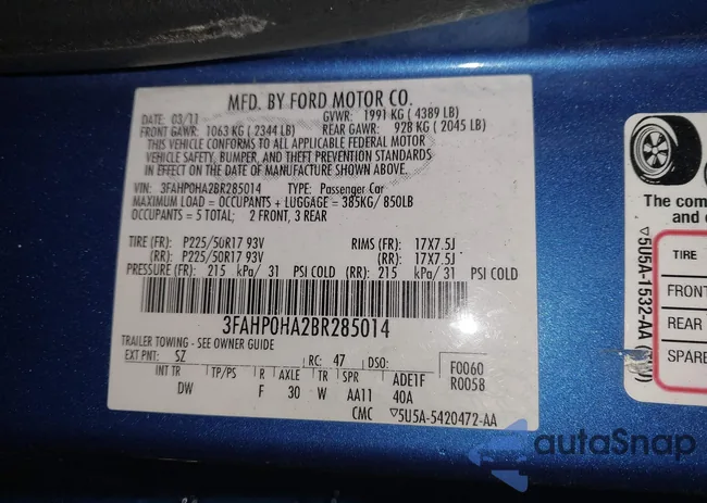 3FAHP0HA2BR285014: 43945970