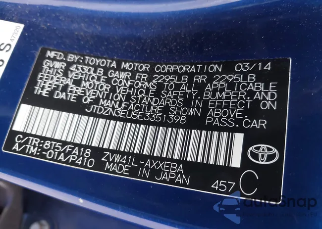 JTDZN3EU5E3351398: 43945613