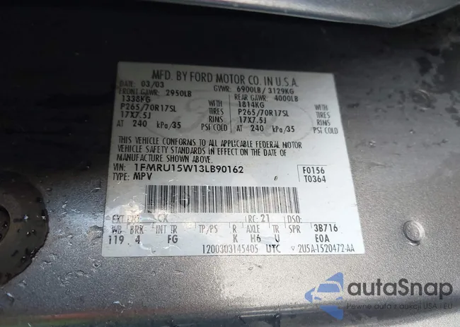 1FMRU15W13LB90162: 43945648