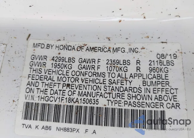 1HGCV1F18KA150635: 43945711