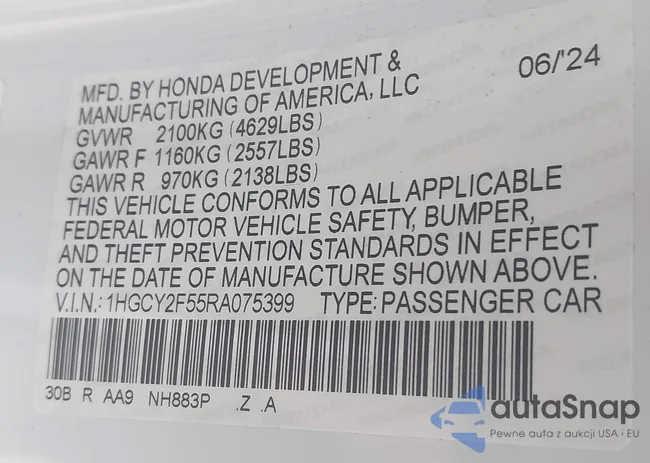 1HGCY2F55RA075399: 43946772