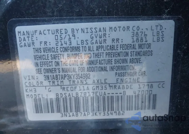 3N1AB7AP3KY354982: 43946774