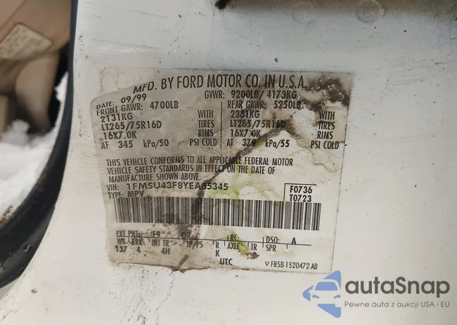 1FMSU43F8YEA85345: 43946780