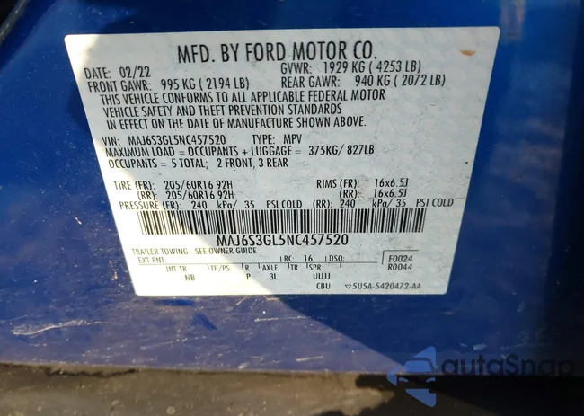 MAJ6S3GL5NC457520: 43947071