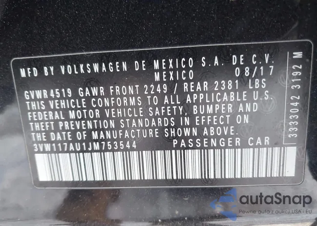 3VW117AU1JM753544: 43947083