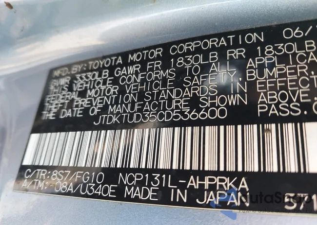 JTDKTUD35CD536600: 43947099