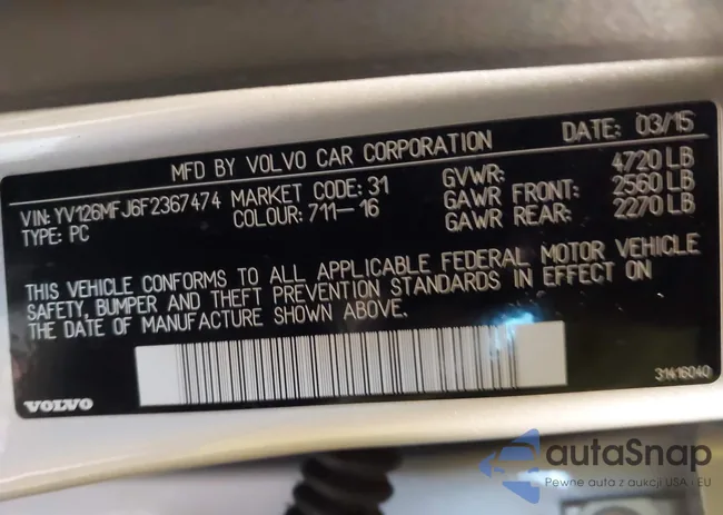 YV126MFJ6F2367474: 43947337