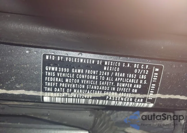 3VWV67AT1DM602489: 43946444