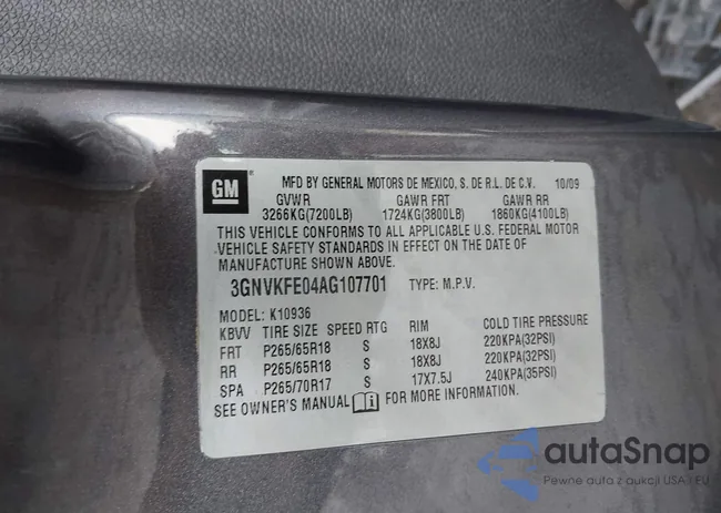 3GNVKFE04AG107701: 43947867