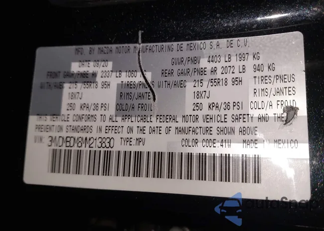 3MVDMBDM8MM213830: 43947876