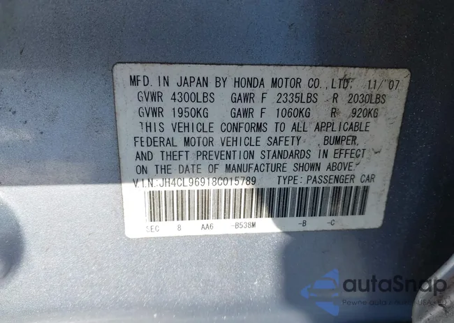 JH4CL96918C015789: 43947923